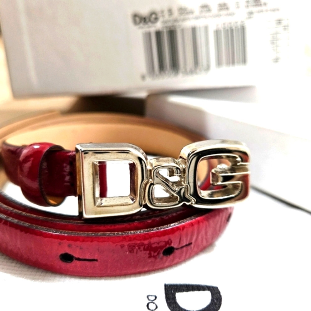 Dolce Gabbana shined red leather belt. Like new.
